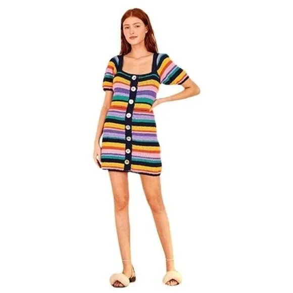 white christmas dresses Crochet Sunshine Rainbow Mesh Dress main image 0